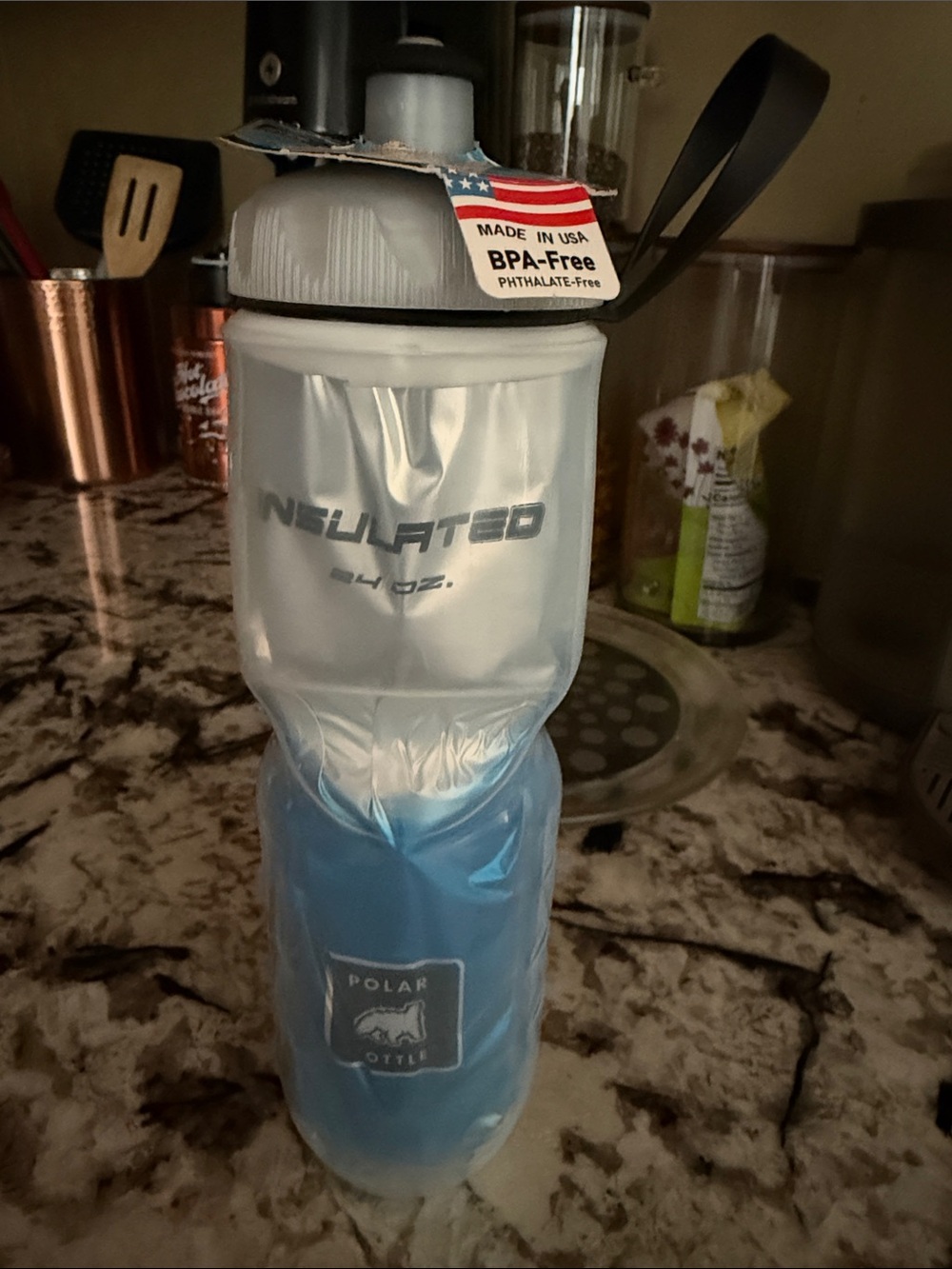 Insulated Water Bottle - Blue/White